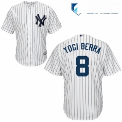 Mens Majestic New York Yankees 8 Yogi Berra Replica White Home MLB Jersey