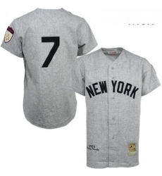 Mens Mitchell and Ness 1951 New York Yankees 7 Mickey Mantle Authentic Grey Throwback MLB Jersey