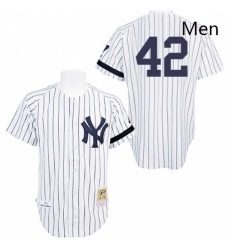Mens Mitchell and Ness Practice New York Yankees 42 Mariano Rivera Replica White Throwback MLB Jersey