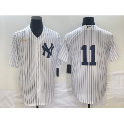 Men's New York Yankees #11 Anthony Volpe White No Name Throwback Stitched MLB Cool Base Nike Jersey