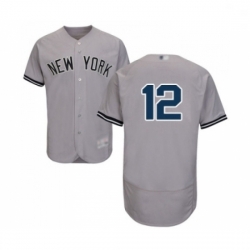 Mens New York Yankees 12 Troy Tulowitzki Grey Road Flex Base Authentic Collection Baseball Jersey