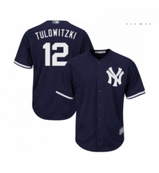 Mens New York Yankees 12 Troy Tulowitzki Replica Navy Blue Alternate Baseball Jersey 