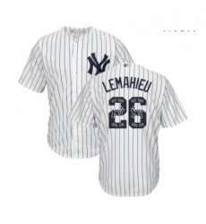 Mens New York Yankees 26 DJ LeMahieu Authentic White Team Logo Fashion Baseball Jersey 