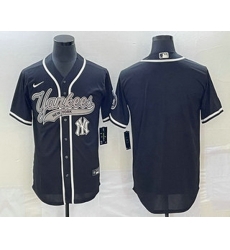 Men's New York Yankees Blank Black Cool Base Stitched Baseball Jersey