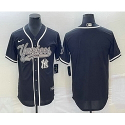 Men's New York Yankees Blank Black Cool Base Stitched Baseball Jersey