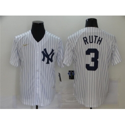 Yankees 3 Babe Ruth White Nike Cool Base Jersey
