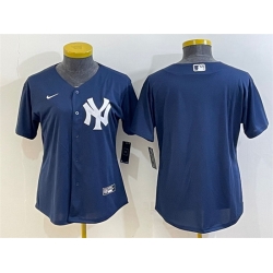 Women New York Yankees Blank Navy Stitched Baseball Jersey