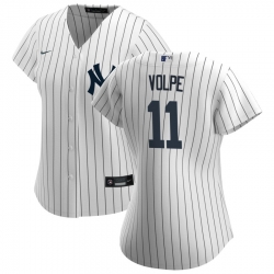 Women Nike New York Yankees 11 Anthony Volpe White Home Stitched Baseball Jersey