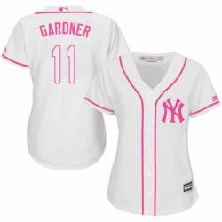 Womens Majestic New York Yankees 11 Brett Gardner Authentic White Fashion Cool Base MLB Jersey