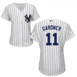 Womens Majestic New York Yankees 11 Brett Gardner Authentic White Home MLB Jersey
