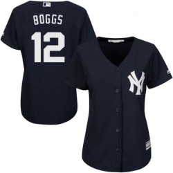 Womens Majestic New York Yankees 12 Wade Boggs Authentic Navy Blue Alternate MLB Jersey