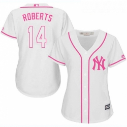 Womens Majestic New York Yankees 14 Brian Roberts Authentic White Fashion Cool Base MLB Jersey