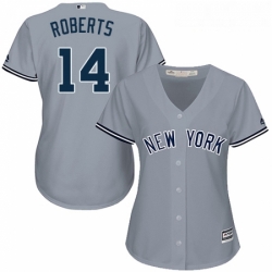 Womens Majestic New York Yankees 14 Brian Roberts Replica Grey Road MLB Jersey