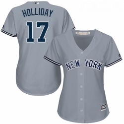 Womens Majestic New York Yankees 17 Matt Holliday Replica Grey Road MLB Jersey