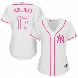 Womens Majestic New York Yankees 17 Matt Holliday Replica White Fashion Cool Base MLB Jersey