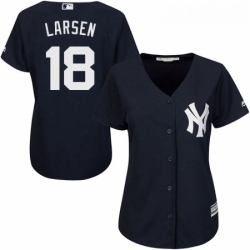 Womens Majestic New York Yankees 18 Don Larsen Replica Navy Blue Alternate MLB Jersey