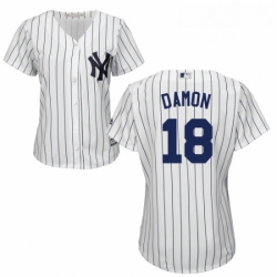 Womens Majestic New York Yankees 18 Johnny Damon Authentic White Home MLB Jersey
