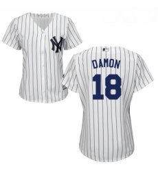 Womens Majestic New York Yankees 18 Johnny Damon Replica White Home MLB Jersey