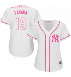 Womens Majestic New York Yankees 19 Masahiro Tanaka Authentic White Fashion Cool Base MLB Jersey