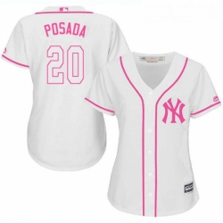 Womens Majestic New York Yankees 20 Jorge Posada Authentic White Fashion Cool Base MLB Jersey