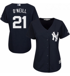 Womens Majestic New York Yankees 21 Paul ONeill Authentic Navy Blue Alternate MLB Jersey