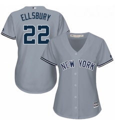 Womens Majestic New York Yankees 22 Jacoby Ellsbury Authentic Grey Road MLB Jersey