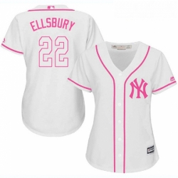 Womens Majestic New York Yankees 22 Jacoby Ellsbury Authentic White Fashion Cool Base MLB Jersey