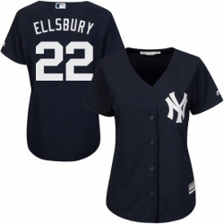 Womens Majestic New York Yankees 22 Jacoby Ellsbury Replica Navy Blue Alternate MLB Jersey
