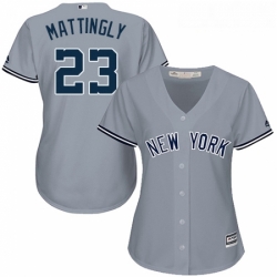 Womens Majestic New York Yankees 23 Don Mattingly Replica Grey Road MLB Jersey