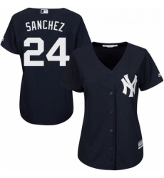 Womens Majestic New York Yankees 24 Gary Sanchez Authentic Navy Blue Alternate MLB Jersey