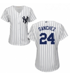 Womens Majestic New York Yankees 24 Gary Sanchez Authentic White Home MLB Jersey