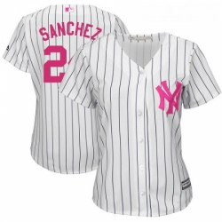 Womens Majestic New York Yankees 24 Gary Sanchez Authentic White Mothers Day Cool Base MLB Jersey