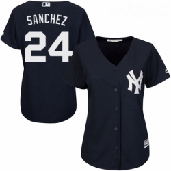 Womens Majestic New York Yankees 24 Gary Sanchez Replica Navy Blue Alternate MLB Jersey