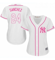 Womens Majestic New York Yankees 24 Gary Sanchez Replica White Fashion Cool Base MLB Jersey