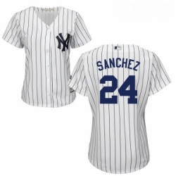 Womens Majestic New York Yankees 24 Gary Sanchez Replica White Home MLB Jersey