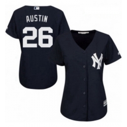 Womens Majestic New York Yankees 26 Tyler Austin Authentic Navy Blue Alternate MLB Jersey 