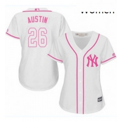 Womens Majestic New York Yankees 26 Tyler Austin Authentic White Fashion Cool Base MLB Jersey 