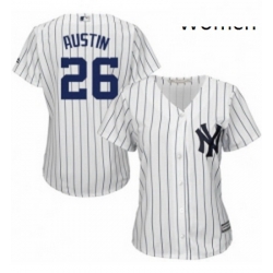 Womens Majestic New York Yankees 26 Tyler Austin Authentic White Home MLB Jersey 