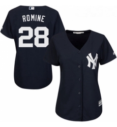 Womens Majestic New York Yankees 28 Austin Romine Authentic Navy Blue Alternate MLB Jersey
