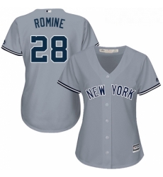 Womens Majestic New York Yankees 28 Austin Romine Replica Grey Road MLB Jersey