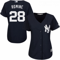 Womens Majestic New York Yankees 28 Austin Romine Replica Navy Blue Alternate MLB Jersey