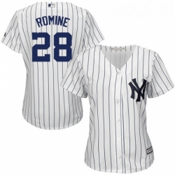 Womens Majestic New York Yankees 28 Austin Romine Replica White Home MLB Jersey