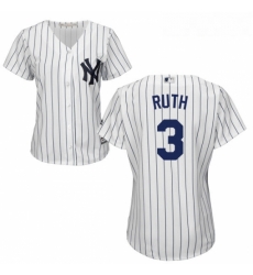 Womens Majestic New York Yankees 3 Babe Ruth Authentic White Home MLB Jersey