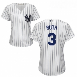 Womens Majestic New York Yankees 3 Babe Ruth Authentic White Home MLB Jersey
