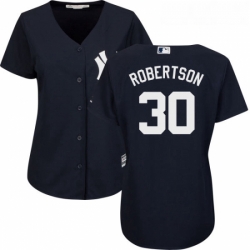 Womens Majestic New York Yankees 30 David Robertson Authentic Navy Blue Alternate MLB Jersey 