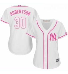 Womens Majestic New York Yankees 30 David Robertson Authentic White Fashion Cool Base MLB Jersey 