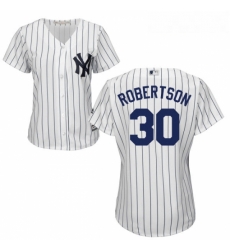 Womens Majestic New York Yankees 30 David Robertson Authentic White Home MLB Jersey 