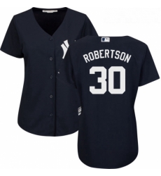 Womens Majestic New York Yankees 30 David Robertson Replica Navy Blue Alternate MLB Jersey 