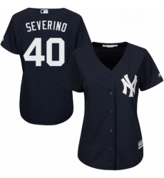 Womens Majestic New York Yankees 40 Luis Severino Authentic Navy Blue Alternate MLB Jersey 