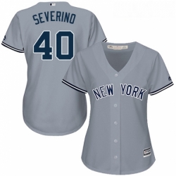 Womens Majestic New York Yankees 40 Luis Severino Replica Grey Road MLB Jersey 
